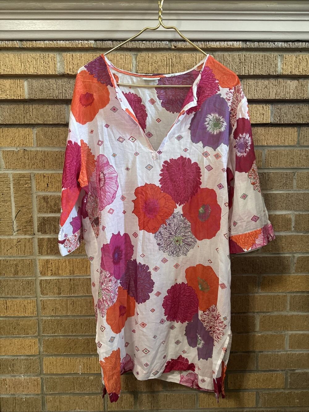 Manuel Canovas 100% Cotton Tunic Top/Cover-up French Joyce Bouquet Luxury Sz 6